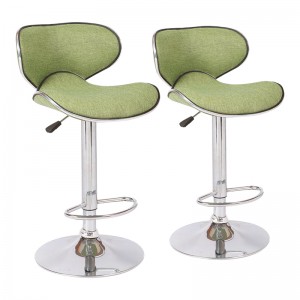 Adjustable Height Bar Stools with Shell Back Green Bar Stools Leather Counter Stools Set of 2