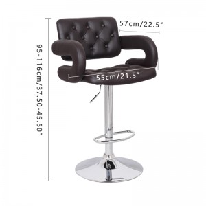 ERGODESIGN Leather Swivel Bar Stools with Hollow Back and Armrest