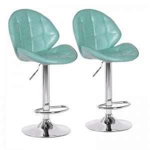 Leather Swivel Bar Stools with Adjustable Height Mint Green Bar Stools with Backs Set of 2