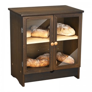 Extra Large Bread Box with Double Layers and Drawer Bamboo Brad Bin Brown
