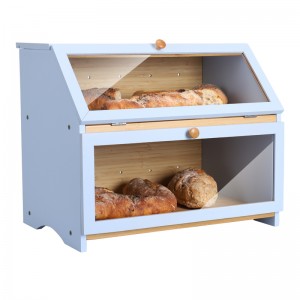 Extra Large Bread Box with 2 Layers for Bread Storage Gift Box for Bread Blue Bread Bins