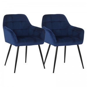 Home Dining Steel Furniture Modern Style Dining Chairs Set of 2 Blue
