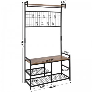 ERGODESIGN 3-in-1 Coat Rack with Shelf and Metal Grid
