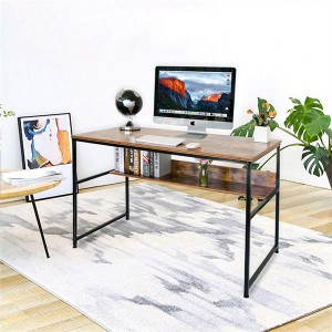 ERGODESIGN Large Nordic Home Office Desk and Study Table with L Shelf