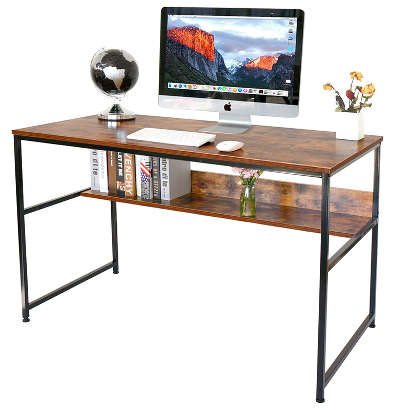 High-Quality OEM Home Office Desk White Factories Exporter –  ERGODESIGN Rustic Brown Home Office Desk and Computer Desk with L Shelf  – ERGODESIGN