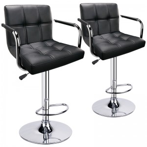 Modern Style Swivel Bar Stools with Armrest PU Leather Height Adjustable