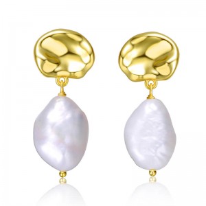 Sterling Silver Freshwater Baroque Pearl Drop Stud Earrings For Girls