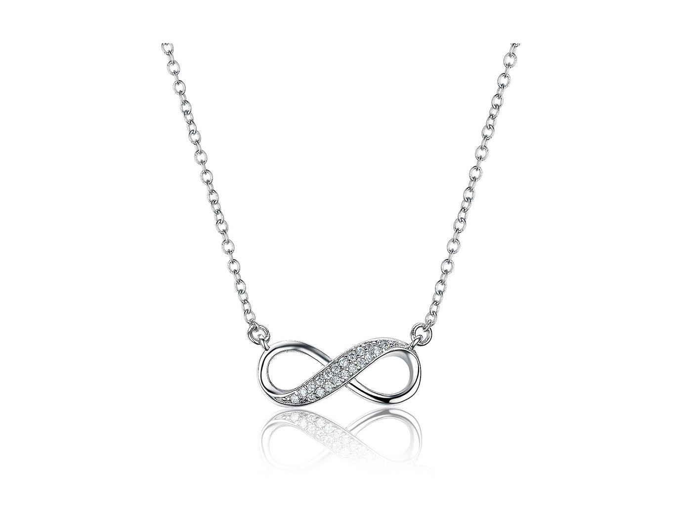 Infinity Pendant Necklace in Sterling Silver, 16″ + 2″ extender