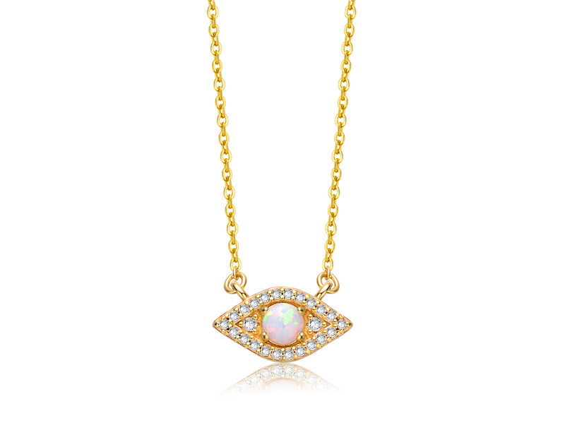 Women’s Stelring Silver Opal  Evil Eye Necklace