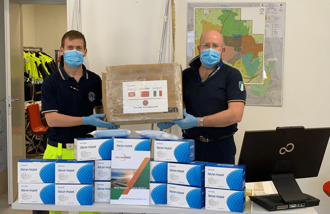 Solar First Presents Medical Supplies to Partners
