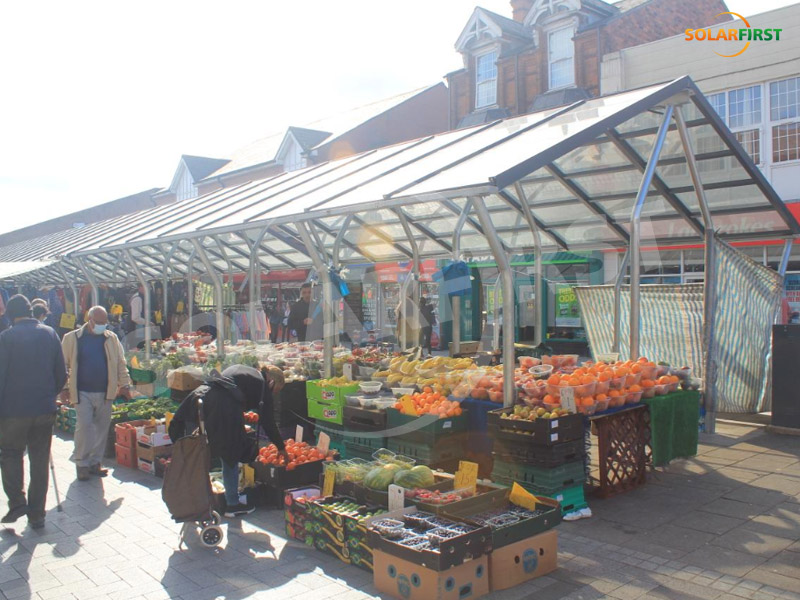 200kWp solar market stall in West Bromwich, Birmingham, UK