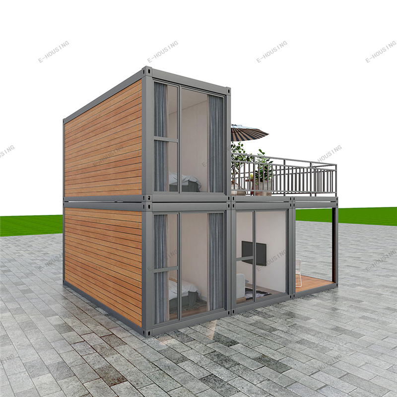 2022 E-Housing Company Customized High-end Professional Luxury Wood Grain Effect Prefabricated Living Container House With Fireproof Featured Image