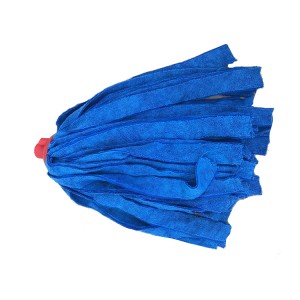 Cabeça de esfregão de limpeza de microfibra de tira azul de venda quente com cabeça de plástico