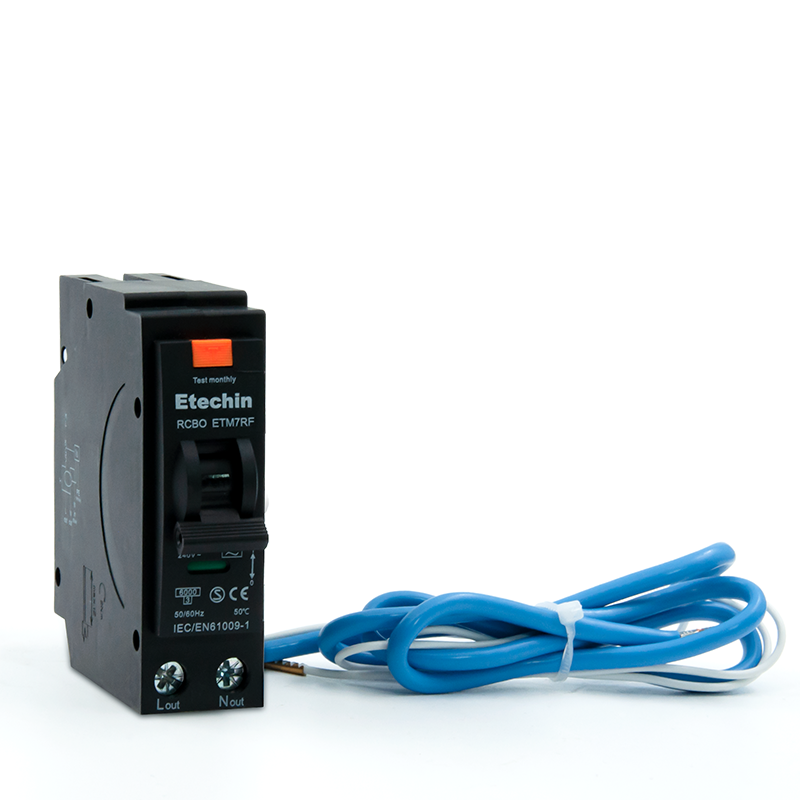 1P+N, RCBO, B, C curve, ETM7RF, Residual Current Breaker with Over-Current protection, plug in