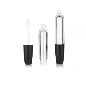 2ml redondo bonito tubo de brilho labial vazio recipientes de brilho labial frasco transparente com aplicador de ponta de pincel