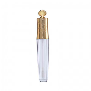 cilinder prazen ljubke, lepe razkošne elegantne tube bleščila za ustnice z edinstveno paličico v obliki cveta vrtnice zlati pokrovček prozorna steklenička za bleščilo za ustnice s čopičem plastična embalaža