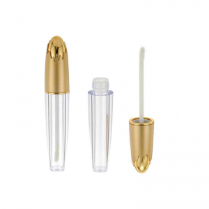 tubos de varinha de pincel de brilho labial com tampa dourada transparente Estético muito luxuoso frasco vazio exclusivo para recipientes de brilho labial com aplicador embalagem fofa