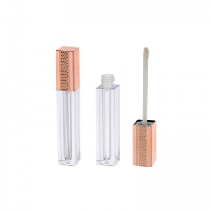 5ml Fancy Lip Gloss Tubes empty unique square lipgloss containers with rose gold hollow out aesthetic cap top for lip oil and lip glaze
