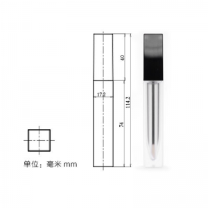 Brush Tip Applicator Square ဖြင့် စိတ်ကြိုက် Printed Matte Cap ၏ LipGloss ဖြင့် နှုတ်ခမ်းတောက်ပသော Tubes
