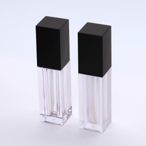 بطری های خالی لب گلاس EGAC57 بسته های شفاف درپوش مات از لوله رژ لب مایع با اپلیکاتور نوک برس
