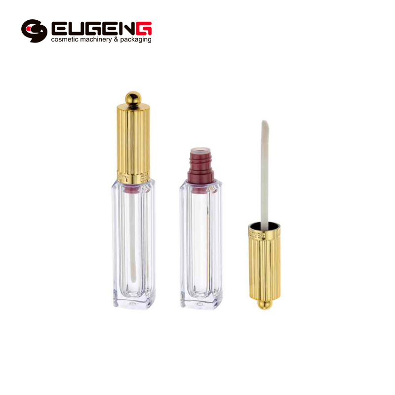 Wholesale Price China Cute Lip Gloss Tubes - 5ml unique empty lip gloss tubes with wand gold round cap luxury fancy clear square bottle for lip oil containers cute packaging for lip gloss  –...