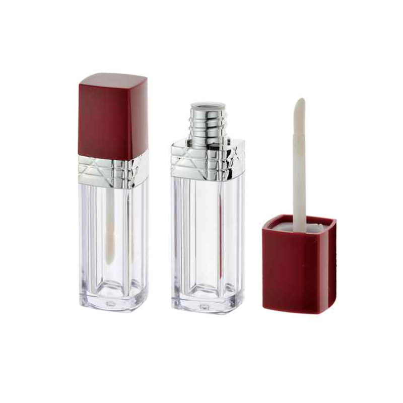 Factory Cheap Hot Beautiful Lipstick Cases - 6ml Private label cute empty square lip gloss tubes with matte red cap top unique silver stopper brush applicator tip lipgloss bottle containers –...