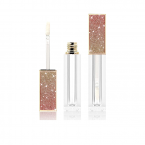 4ml square glaze Lipgloss Tube empty Lip Gloss Containers cute liquid lipstick bottle with glister gold cap applicator