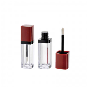 6ml empty unique square lip gloss tubes with matte black cap top brush applicator tip for lipgloss and lip oil lip glaze bottle containers
