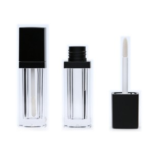 Empty Lip Gloss Containers with brush matte cap silver square lipgloss tube