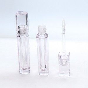 Cina borongan 3.5ml tabung lip gloss pasagi kosong transparan kalayan sagala wadah wand jelas botol lucu pikeun lip gloss kualitas luhur recyclable