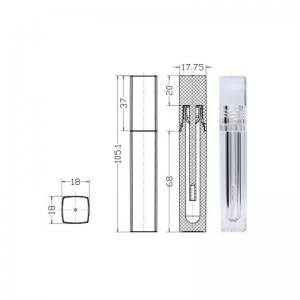 wholesale Clear Tube Lip Gloss square empty lip gloss container all transparent bottle factory