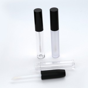 empty liquid lipstick tube cylinder matte black  frosted customized cute lip gloss bottle with brush tip uv cap