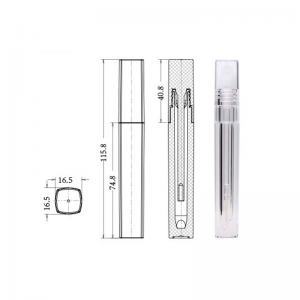 3ml unique empty lip gloss tubes with all transparent wand fancy clear square lip oil containers packaging cute bottles for lip gloss