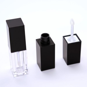 leë lipglans bottels mini helder swart blou lipglans pakket met kwas punt toediener deursigtige vloeibare lipstiffie buis
