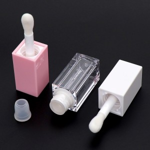 Tubo de brillo de labios cuadrado vacío, embalaje de cosméticos, contenedor de lápiz labial líquido transparente, rosa, blanco, botella de brillo de labios