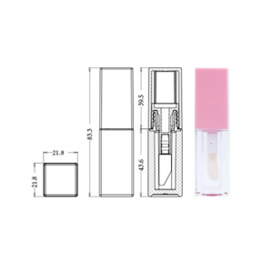 tukša kvadrātveida glazūra lūpu spīduma caurule kosmētikas iepakojums rozā balta dzidra šķidra lūpu krāsas konteiners lūpu spīduma pudele