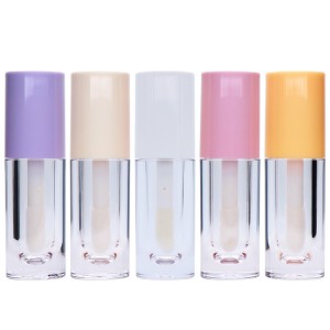 Tubos de brillo de labios de 6,5 ml de etiqueta privada por xunto personalizados, envases baleiros con forma bonita para envases de brillo de labios con botellas aplicadoras de pincel grande