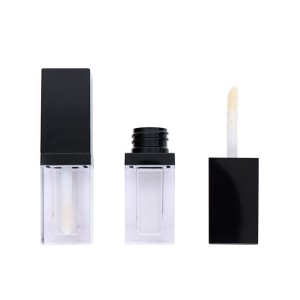 Transparent Lip Gloss Tube matte cap rose gold tip with brush liquid lipstick container square bottle packaging