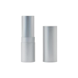 Empty Lipstick Containers Matte Silver Aluminum Lipstick Tubes Round Lipstick Case OEM Logo Print