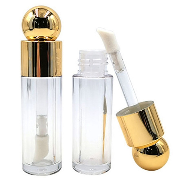 Hot sale empty luxury custom 5ml lip gloss tube with big brush and big wand