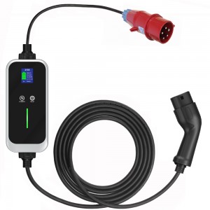 3phase 16A 11KW EV Charger with Red CEE Power Plug Type 2 EV Charging Cable