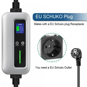 16A Portable EV Charger Type 1 plug with Delay charging Function EV Charger