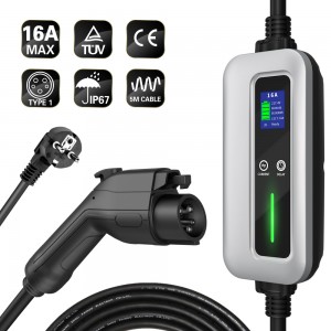16A Portable EV Charger with Delay Charging Type 1 Plug EV Charging Cable