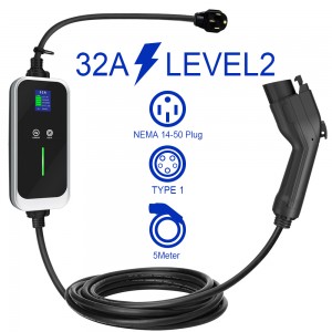 7KW 32A type 1 Portable EV Charger with NEMA 14-50 plug Level 2 Charger Type 1 connector