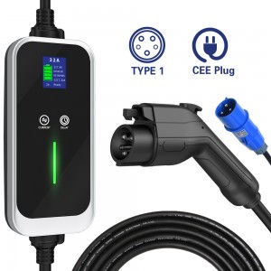 Type 1 Portable ev charger with CEE plug 10A / 16A / 20A/ 24A / 32A Electrical Car Charger level 2