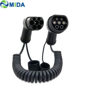 Mode 3 Type 2 EV Charging Cable 3.6kW 16A Type 2 to Type 2 Spiral Coiled Cable