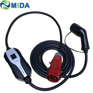 Level 2 EV Charger 32A 22kw 400v 5 Pin Red CEE Plug 3 Phase Portable EV Charger Type 2 EV Charging Box
