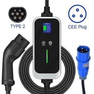 Level 2 Portable EV Charger for Electrical Vehicle 10A / 16A / 20A/ 24A / 32A 7KW EV Charging Chinese supplier