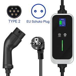 3.6KW Portable EV Charger 16A Type 2 EV Charger with EU Schuko Plug EVSE Charger for European standard car