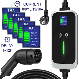 3.6KW Portable EV Charger 16A Type 2 EV Charger with EU Schuko Plug EVSE Charger for European standard car